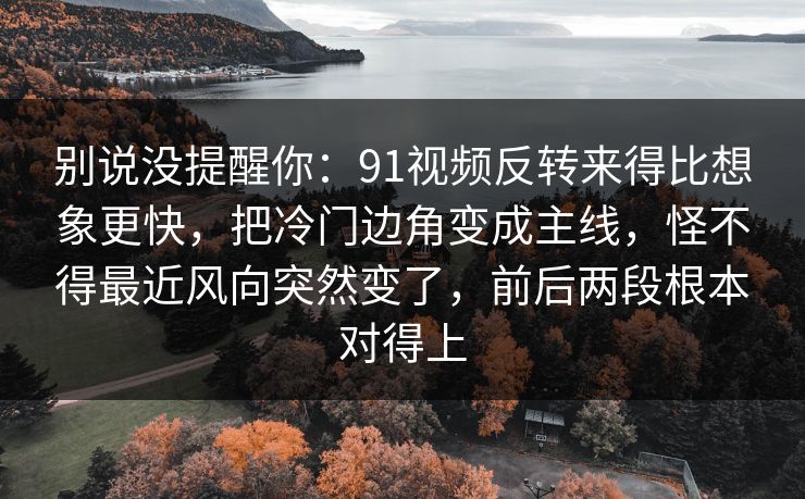 别说没提醒你：91视频反转来得比想象更快，把冷门边角变成主线，怪不得最近风向突然变了，前后两段根本对得上