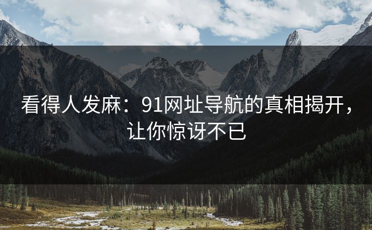 看得人发麻：91网址导航的真相揭开，让你惊讶不已