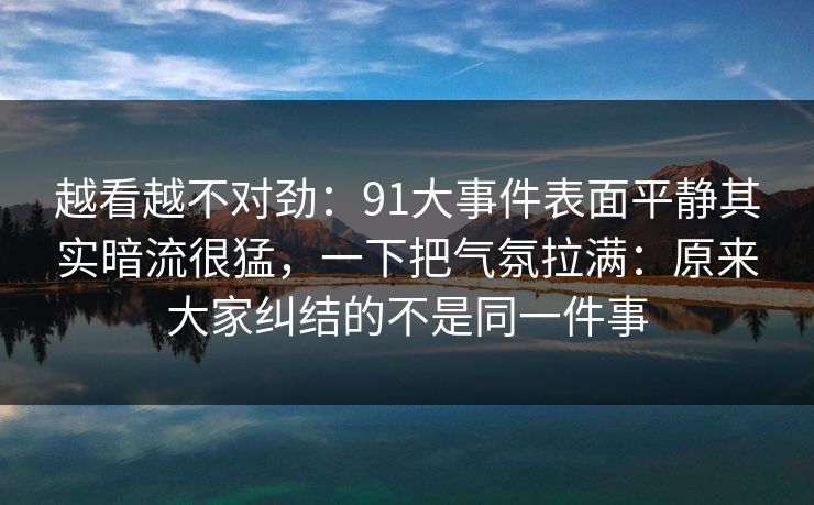 越看越不对劲：91大事件表面平静其实暗流很猛，一下把气氛拉满：原来大家纠结的不是同一件事